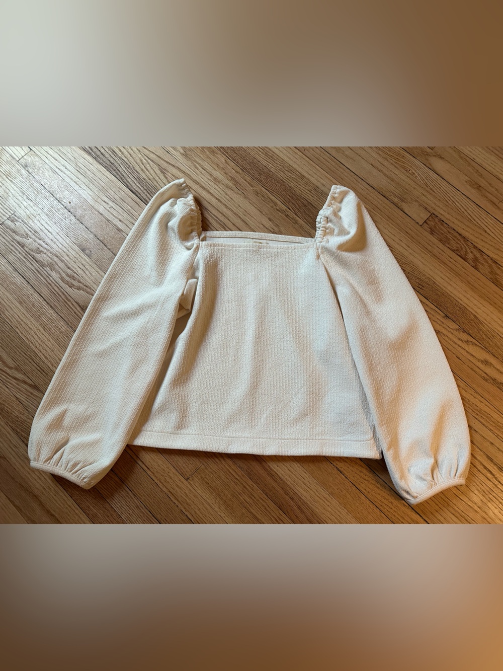 Madewell Cream Square-Neck Puff Sleeve Top